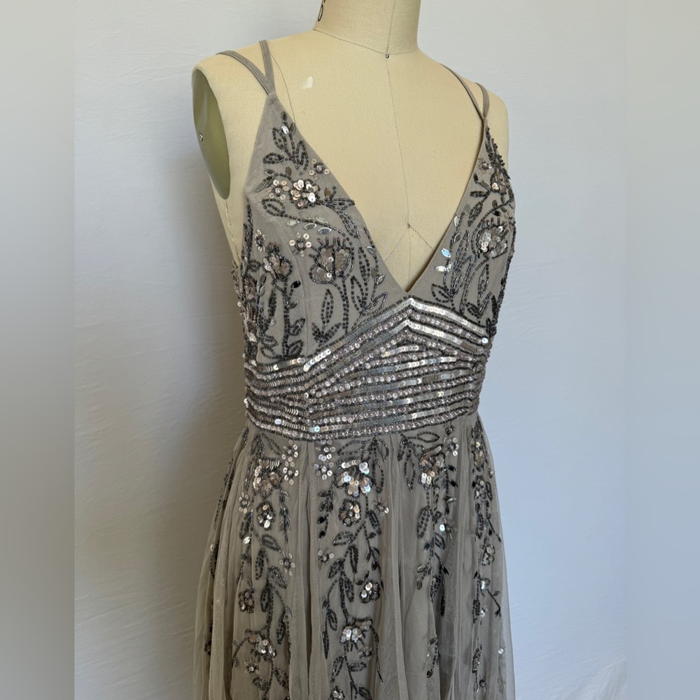 NWT ASOS design sequin embellished strappy midi dress chiffon shell skirt - 6